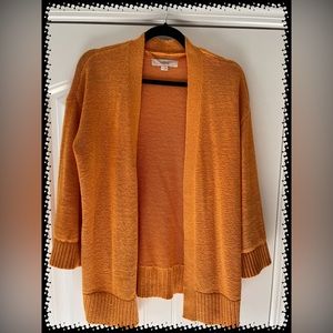 Loft rib trimmed open cardigan